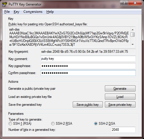 If you are on the SSCC network, open Notepad, TextPad, or your favorite text editor, paste in the key and save it as z:.sshauthorized_keys.