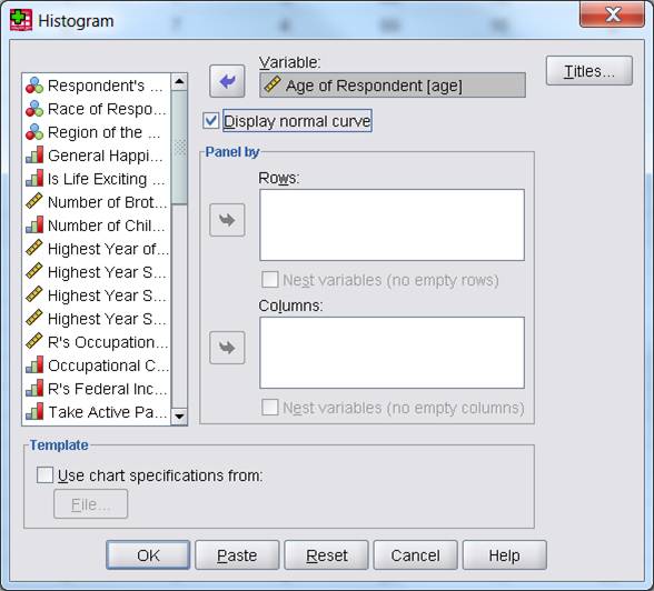 Histogram dialog