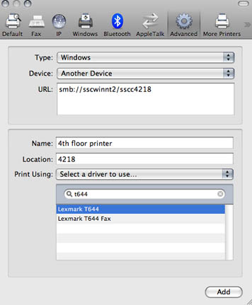 Adding the printer