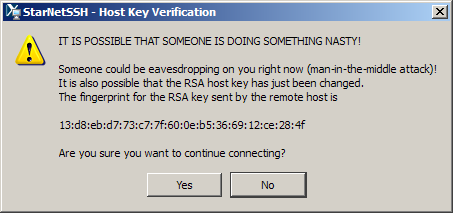 Warning message due to key change
