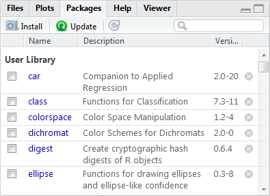 Packages tab