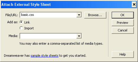 Linking an external style sheet