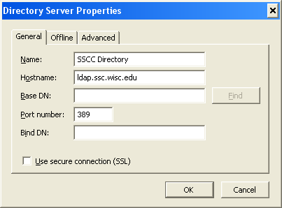 Settings for the SSCC LDAP Directory